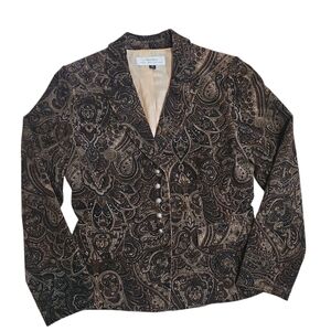Tahari Arthur S Levine Vintage Paisley Corduroy Blazer Size 10